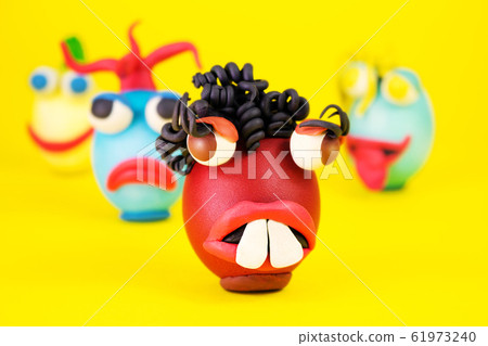 Easter Eggs Cartoonish Characters With Plasticine 61973240