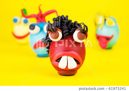 Easter Eggs Cartoonish Characters With Plasticine Easter Eggs Cartoonish Characters With Plasticine 61973241