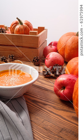 homemade fresh pumpkin soup. veggie concept homemade fresh pumpkin soup. veggie concept 61975994