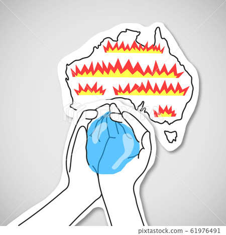 People extinguishing burning Australia fire with water 61976491