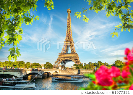 Bridge Iena and flowers 61977331