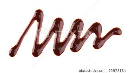 Chocolate syrup drizzle isolated on white 61978184