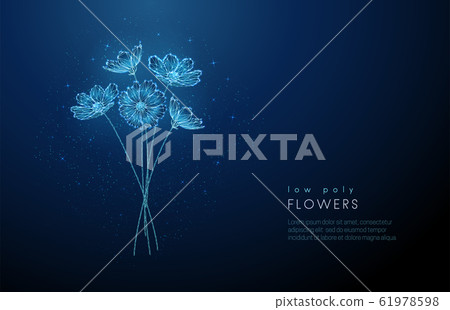 Abstract low poly blooming bouquet of flowers. 61978598
