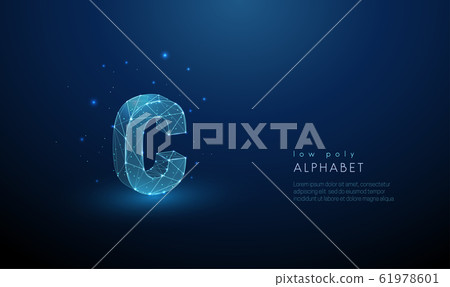 Abstract letter C. Low poly style design. 61978601