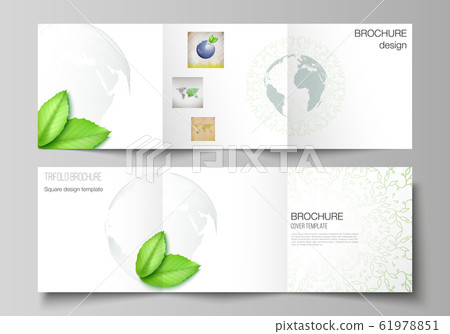 Vector layout of square format covers design template for trifold brochure, flyer, cover design, book design, brochure cover. Save Earth planet concept. Sustainable development global business concept 61978851