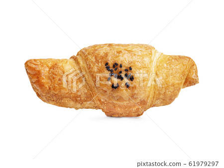 freshly baked croissant isolated on white background 61979297