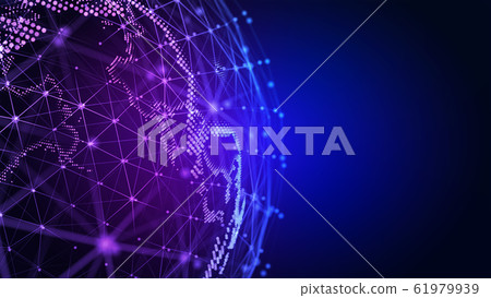 Connection lines Globe. Background with Light Effect. Global International Connectivity Background. 3D illustration 61979939