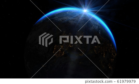 Earth view from space with sunrise. Elements of this image furnished by NASA Earth view from space with sunrise. Elements of this image furnished by NASA 61979979