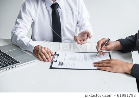 Employer arriving for a job interview, committee Employer arriving for a job interview, committee 61981798