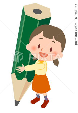 Elementary school student with pencil 61981953
