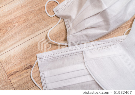 medical mask, wood table, accessory 61982467