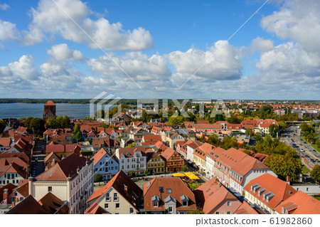 View from above of the town Waren "Mueritz" at the View from above of the town Waren "Mueritz" at the 61982860