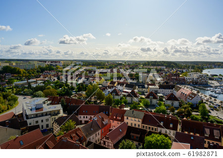 View from above to the town Waren "Mueritz" at the View from above to the town Waren "Mueritz" at the 61982871
