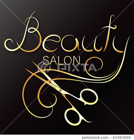 Beauty salon and stylist hair gold symbol 61983008