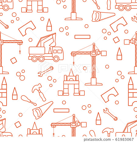 Vector seamless pattern kid toys Car, tools, crane - Stock Illustration ...