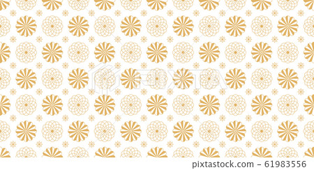 Golden seamless pattern with geometric flowers. Golden seamless pattern with geometric flowers. 61983556