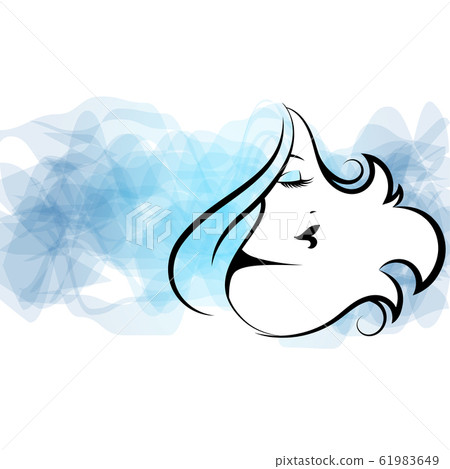 Silhouette of a beautiful girl with curls for hair 61983649
