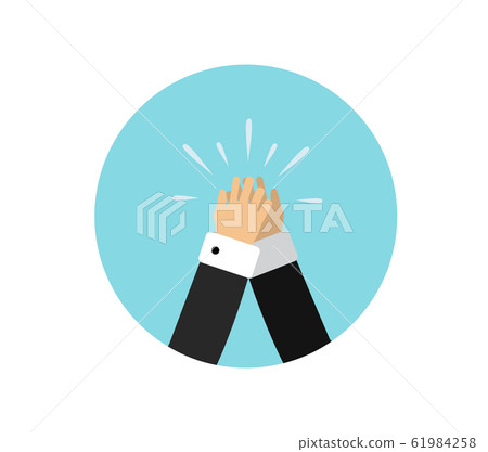 gesture two hands clap and give me five in a round frame gesture two hands clap and give me five in a round frame 61984258