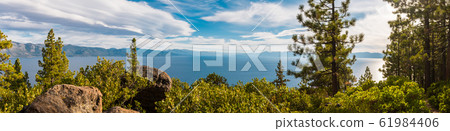Panoramic view of Lake Tahoe from Crystal Bay Scenic Overlook Panoramic view of Lake Tahoe from Crystal Bay Scenic Overlook 61984406