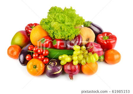 Vegetables and fruits isolated on a white 61985153