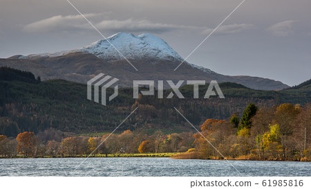 Autumn at Loch Ard with snow on Ben Lomond 61985816