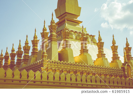 Pha That Luang temple - The Golden Pagoda in Vientiane , Laos Pha That Luang temple - The Golden Pagoda in Vientiane , Laos 61985915