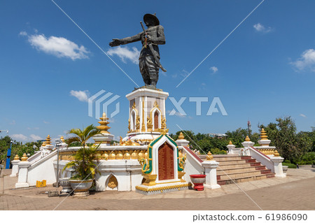 The King Chao Anouvong, 1767-1829, reigned in Laos 1805-1828, statue erected in 2010 in a park honoring his name in Vientiane, Laos. The King Chao Anouvong, 1767-1829, reigned in Laos 1805-1828, statue erected in 2010 in a park honoring his name in Vientiane, Laos. 61986090