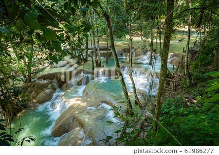 Tad Sae Waterfall in Luang prabang province, Laos Tad Sae Waterfall in Luang prabang province, Laos 61986277