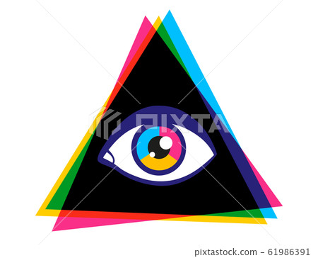 Vintage vector poster with pyramid and eye. Vintage vector poster with pyramid and eye. 61986391