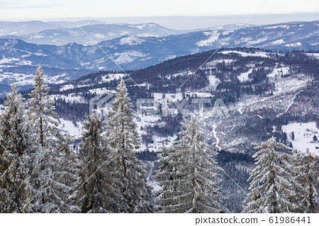 Beskid Zywiecki. Winter in Poland. Beskid Zywiecki. Winter in Poland. 61986441
