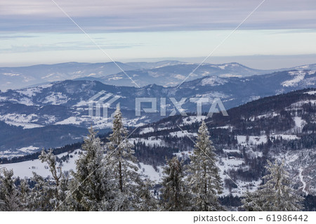 Beskid Zywiecki. Winter in Poland. Beskid Zywiecki. Winter in Poland. 61986442