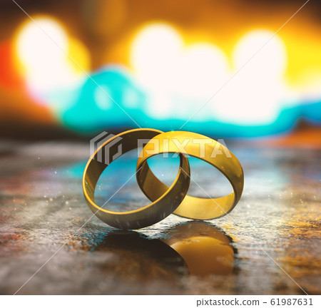 Still life of wedding rings Still life of wedding rings 61987631