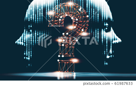 Question mark and concept of science and Question mark and concept of science and 61987633
