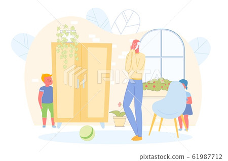 Children Playing Hide and Seek with Grandfather. 61987712