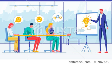 Friendly Team Brainstorming in Office with Boss 61987859