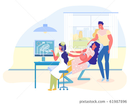 Doctor Doing Ultrasound Diagnostic to Pregnant. 61987896