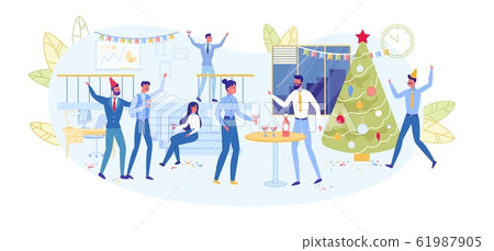Business People Clerks Celebrating New Year Party 61987905