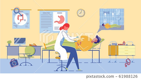Gastroenterologist Exams Patient with Stomach Pain Gastroenterologist Exams Patient with Stomach Pain 61988126