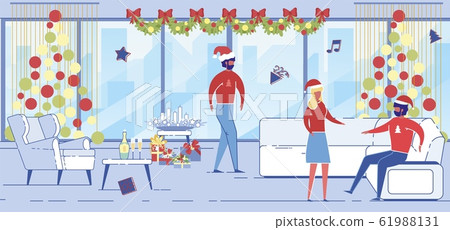 Happy Business Men and Woman in Santa Hat Have Fun Happy Business Men and Woman in Santa Hat Have Fun 61988131