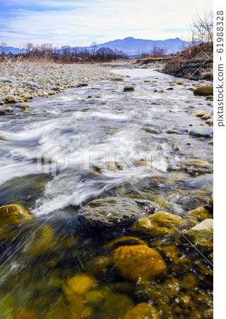Winter Tone River and Mount Akagi (vertical) 61988328