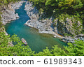 Fresh green Oboke Gorge and pleasure boat (Yamashiro Town, Miyoshi City, Tokushima Prefecture) 61989343