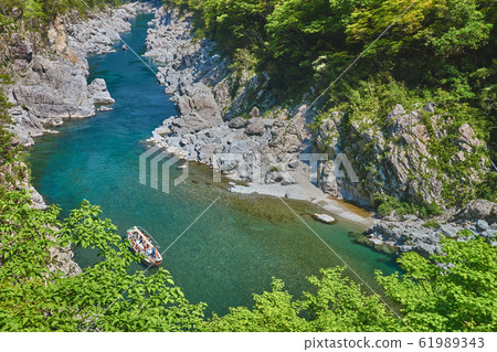 新鮮的綠色Oboke峽谷和遊船（德島縣三好市山代町） 61989343