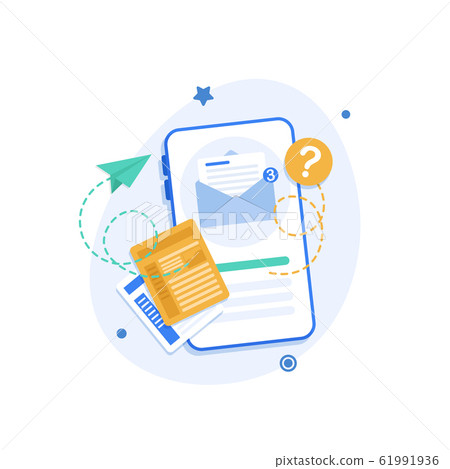 Smartphone and emailing,New message on the smartphone screen 61991936