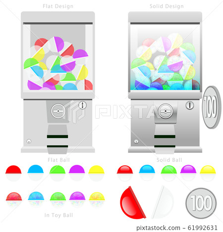 Gacha machine illustration set white 61992631