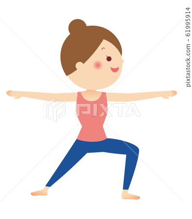 瑜伽女人英雄姿勢 61995914