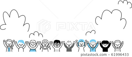 A sky simple illustration with many smiling children 61996433