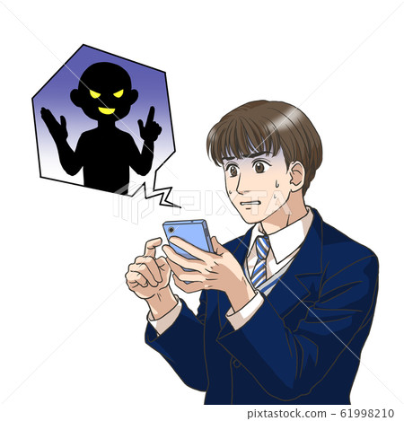 High school boy using smartphone 61998210