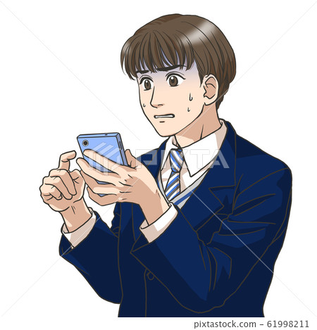 使用智能手機的高中男孩 61998211