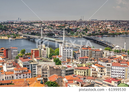 Top view of Istanbul city and Ataturk Bridge in Top view of Istanbul city and Ataturk Bridge in 61999530