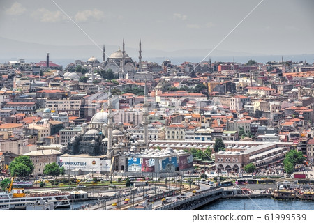 Top view of Istanbul city and Galata bridge in Top view of Istanbul city and Galata bridge in 61999539